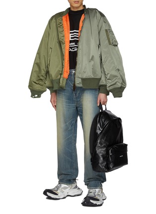 Figure View - Click To Enlarge - BALENCIAGA - Two Tone Double Sleeve Bomber Jacket