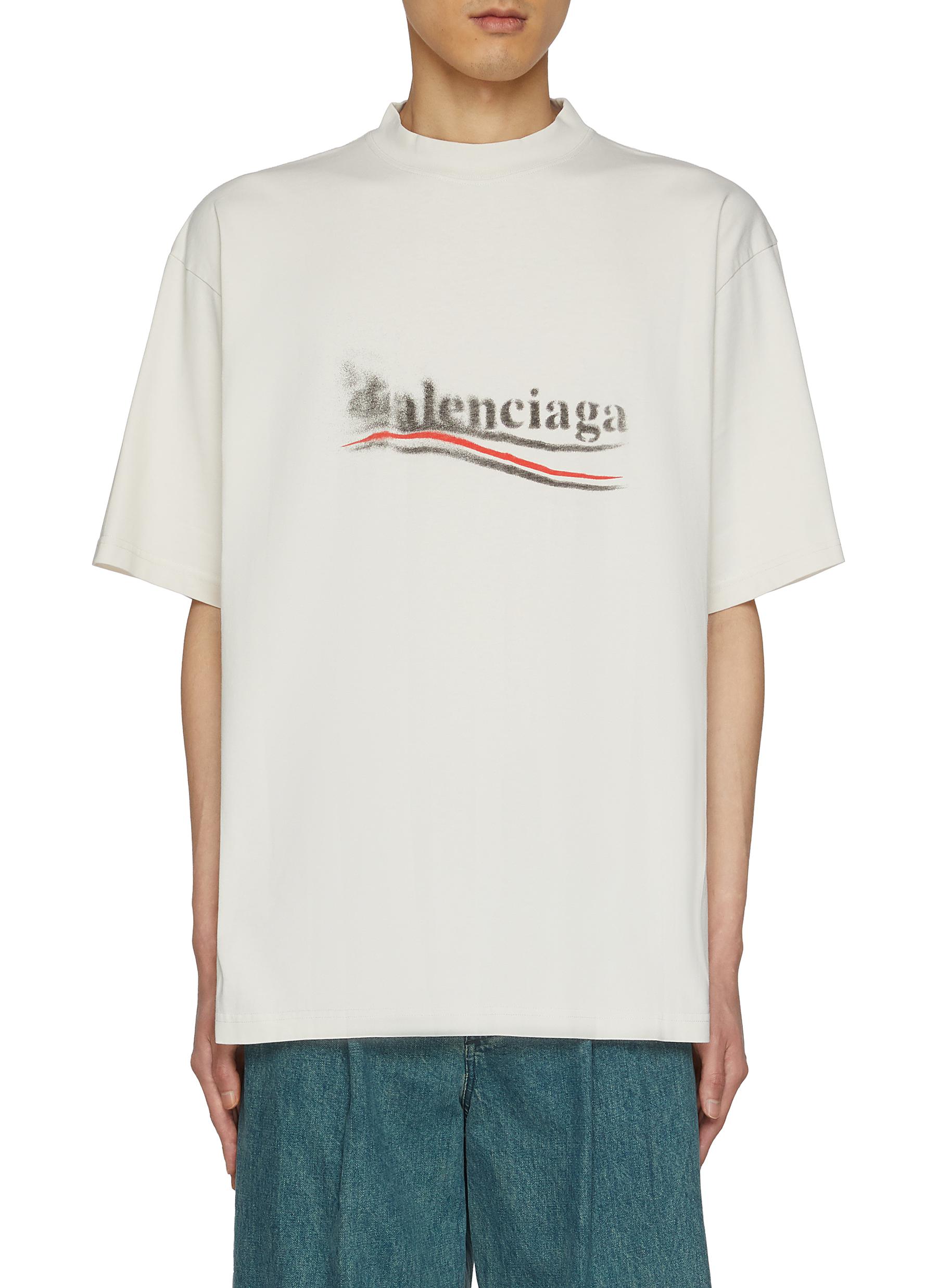 BALENCIAGA Political Stencil Logo Cotton T shirt Men Lane Crawford