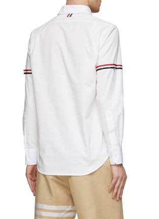 Back View - Click To Enlarge - THOM BROWNE  - Seersucker Dual Arm Band Button Up Shirt