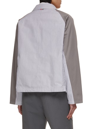 Back View - Click To Enlarge - THOM BROWNE  - Colourblock Striped Cotton Field Jacket