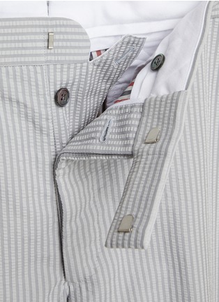  - THOM BROWNE  - Seersucker Cropped Back Strap Pants