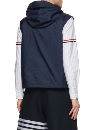 Back View - Click To Enlarge - THOM BROWNE  - Ultralight Checkered 4 Bar Ripstop Hooded Vest