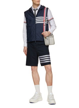Figure View - Click To Enlarge - THOM BROWNE  - Ultralight Checkered 4 Bar Ripstop Hooded Vest