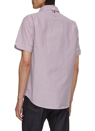 Back View - Click To Enlarge - THOM BROWNE  - Funmix Tricolour Striped Cotton Shirt