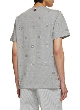 Back View - Click To Enlarge - THOM BROWNE  - Nautical Motif Embroidery Cotton T-Shirt