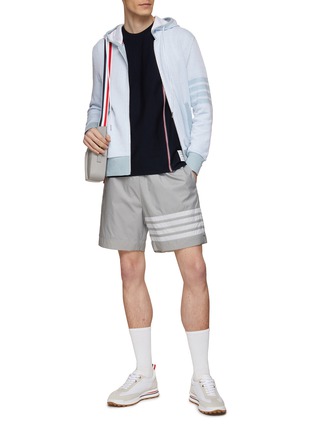 Figure View - Click To Enlarge - THOM BROWNE  - 4 Bar Striped Cotton Silk Hoodie