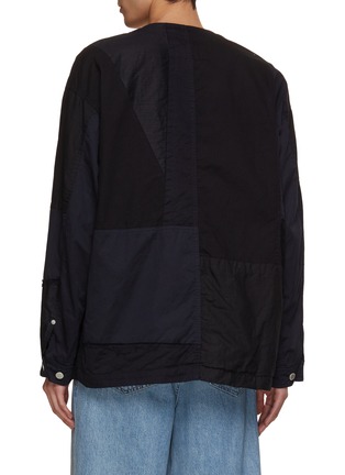 Back View - Click To Enlarge - COMME DES GARÇONS HOMME - Multi Fabric Patchwork Collarless Jacket