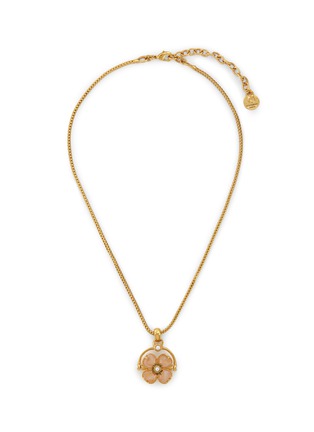 Main View - Click To Enlarge - GOOSSENS - Talisman 24K Gold Plated Rose Quartz Freshwater Pearl Clover Necklace