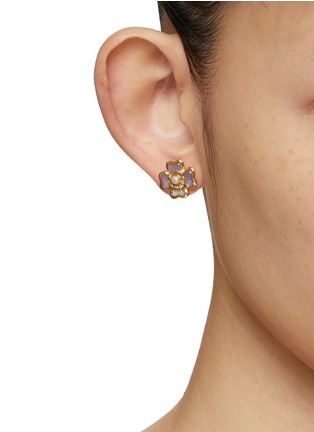 Figure View - Click To Enlarge - GOOSSENS - 24k Gold Plated Clover Earrings