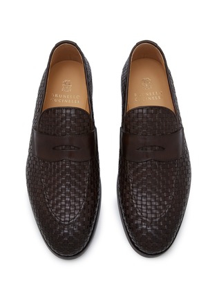 Detail View - Click To Enlarge - BRUNELLO CUCINELLI - Intrecciato Leather Loafers