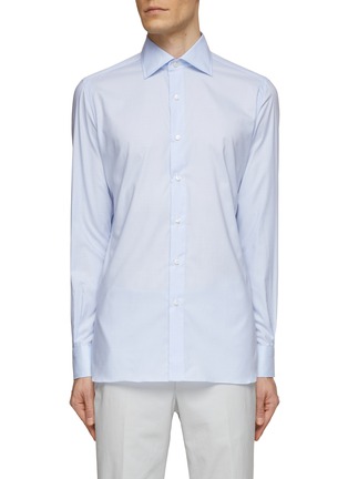 Main View - Click To Enlarge - LUIGI BORRELLI - NAPOLI - Spread Collar Cotton Shirt