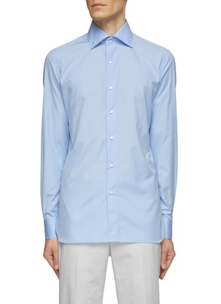 Main View - Click To Enlarge - LUIGI BORRELLI - NAPOLI - Spread Collar Cotton Shirt