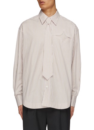Main View - Click To Enlarge - STAFFONLY - Striped Star Pocket Tie Motif Cotton Shirt