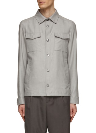 Main View - Click To Enlarge - HERNO - Spread Collar Cotton Cashmere Silk Shirt