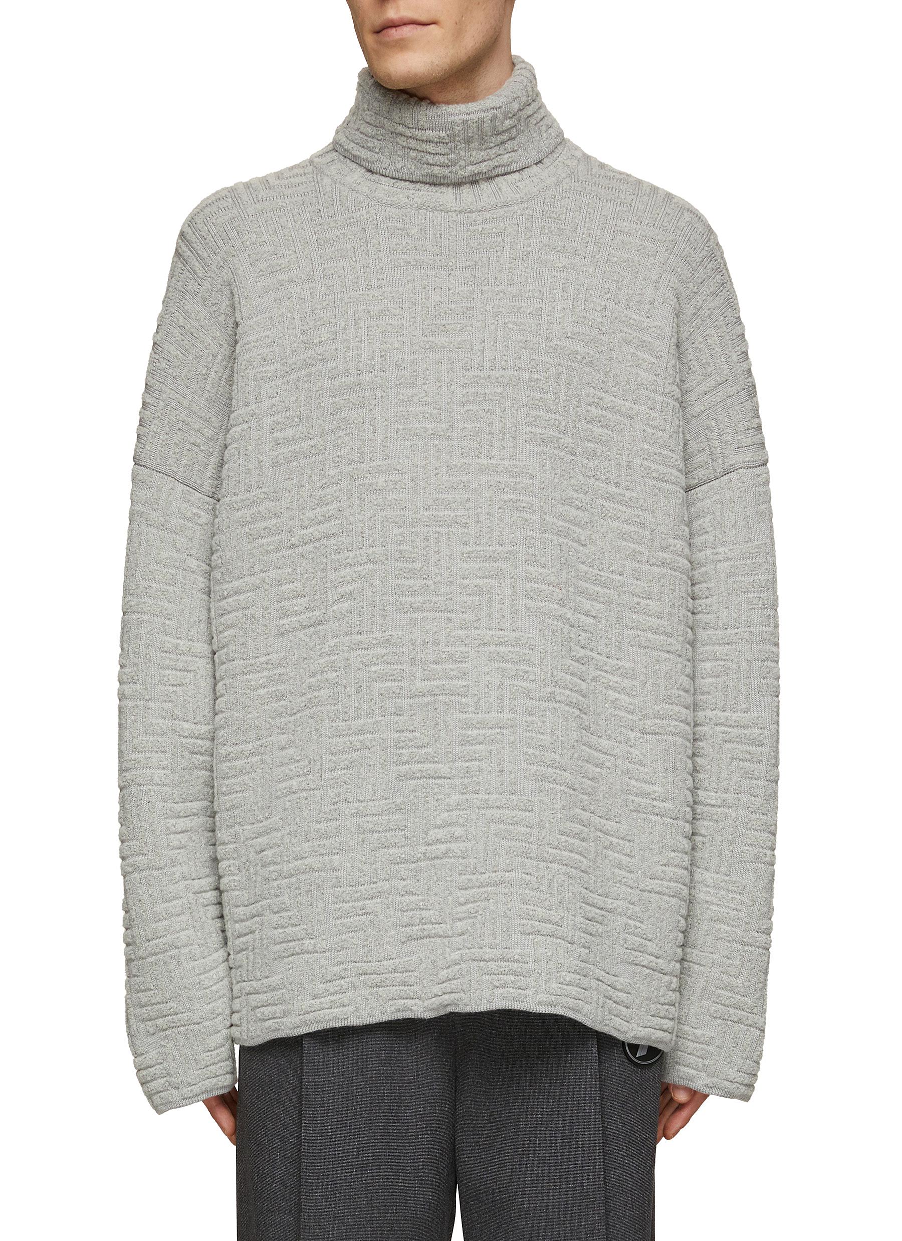 High Neck Relaxed Fit Jacquard Sweater