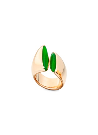 Main View - Click To Enlarge - VHERNIER - Eclisse 18K Rose Gold Diamond Jade Rock Crystal Midi Ring — Size 53