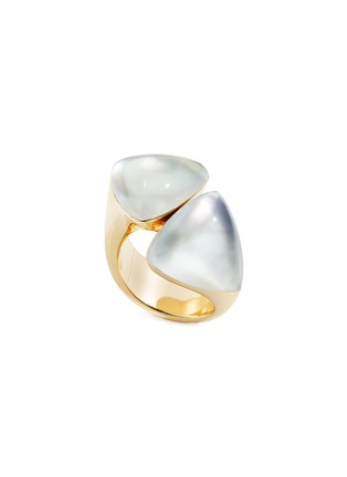 Main View - Click To Enlarge - VHERNIER - Freccia 18K Rose Gold White Mother of Pearl Rock Crystal Ring — Size 52