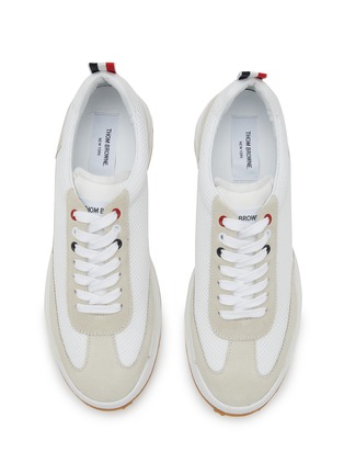 Detail View - Click To Enlarge - THOM BROWNE  - Suede Panel Low Top Lace Up Sneakers