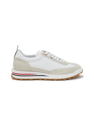 Main View - Click To Enlarge - THOM BROWNE  - Suede Panel Low Top Lace Up Sneakers