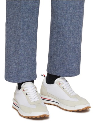Figure View - Click To Enlarge - THOM BROWNE  - Suede Panel Low Top Lace Up Sneakers