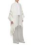 Front View - Click To Enlarge - BRUNELLO CUCINELLI - Striped Fringe Linen Poncho