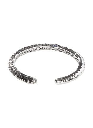 Detail View - Click To Enlarge - JOHN HARDY - Classic Chain Blue Sapphire Twisted Hammered Sterling Silver Kick Cuff — Size M