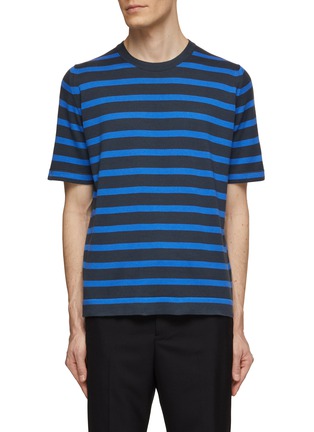 Main View - Click To Enlarge - JOHN SMEDLEY - Sea Island Cotton Stripes Allan T-shirt
