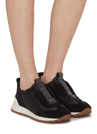 Figure View - Click To Enlarge - BRUNELLO CUCINELLI - Monili Fabric Low-Top Sneakers