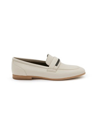 Main View - Click To Enlarge - BRUNELLO CUCINELLI - Monili Embellished Leather Mocassin