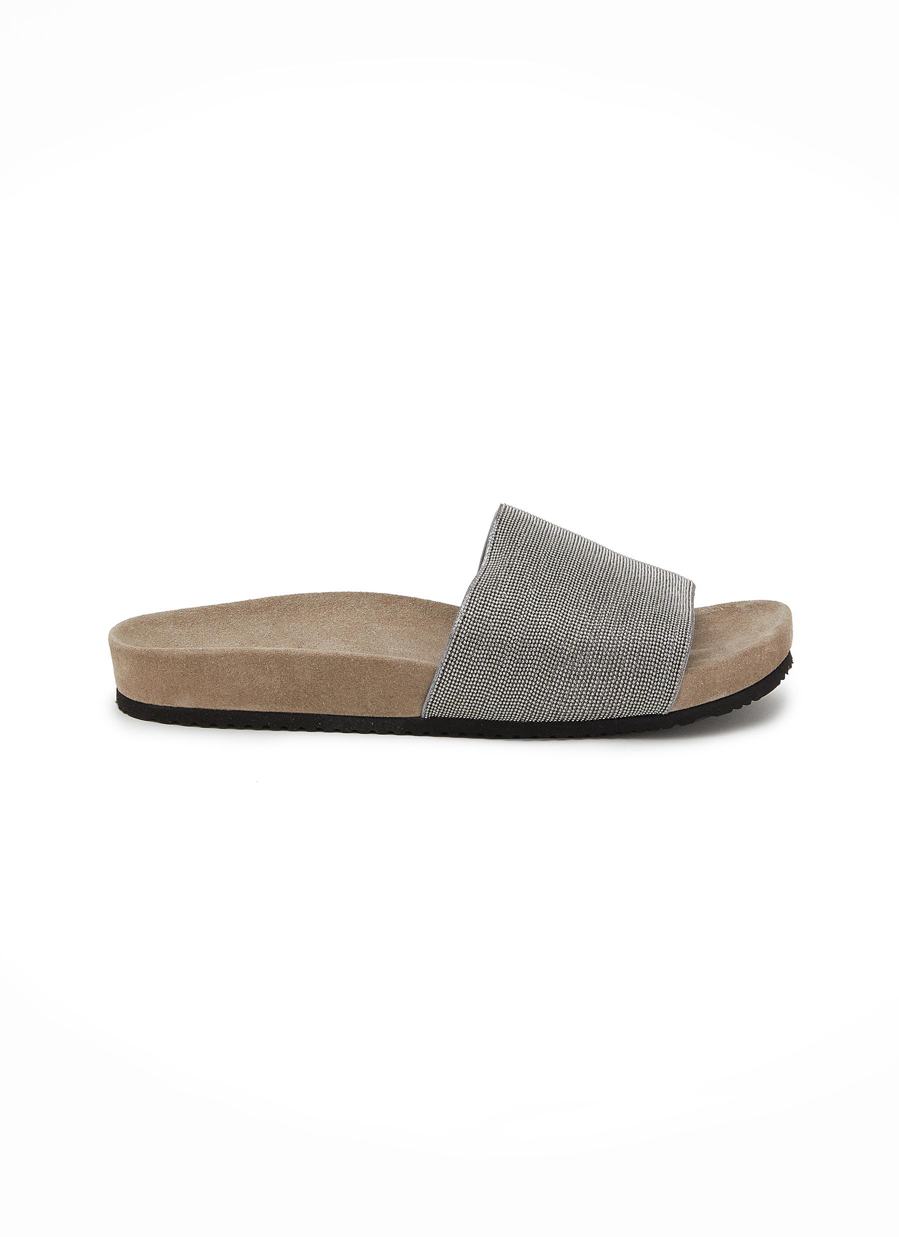 BRUNELLO CUCINELLI | Monili Embellished Suede Slides | Women 