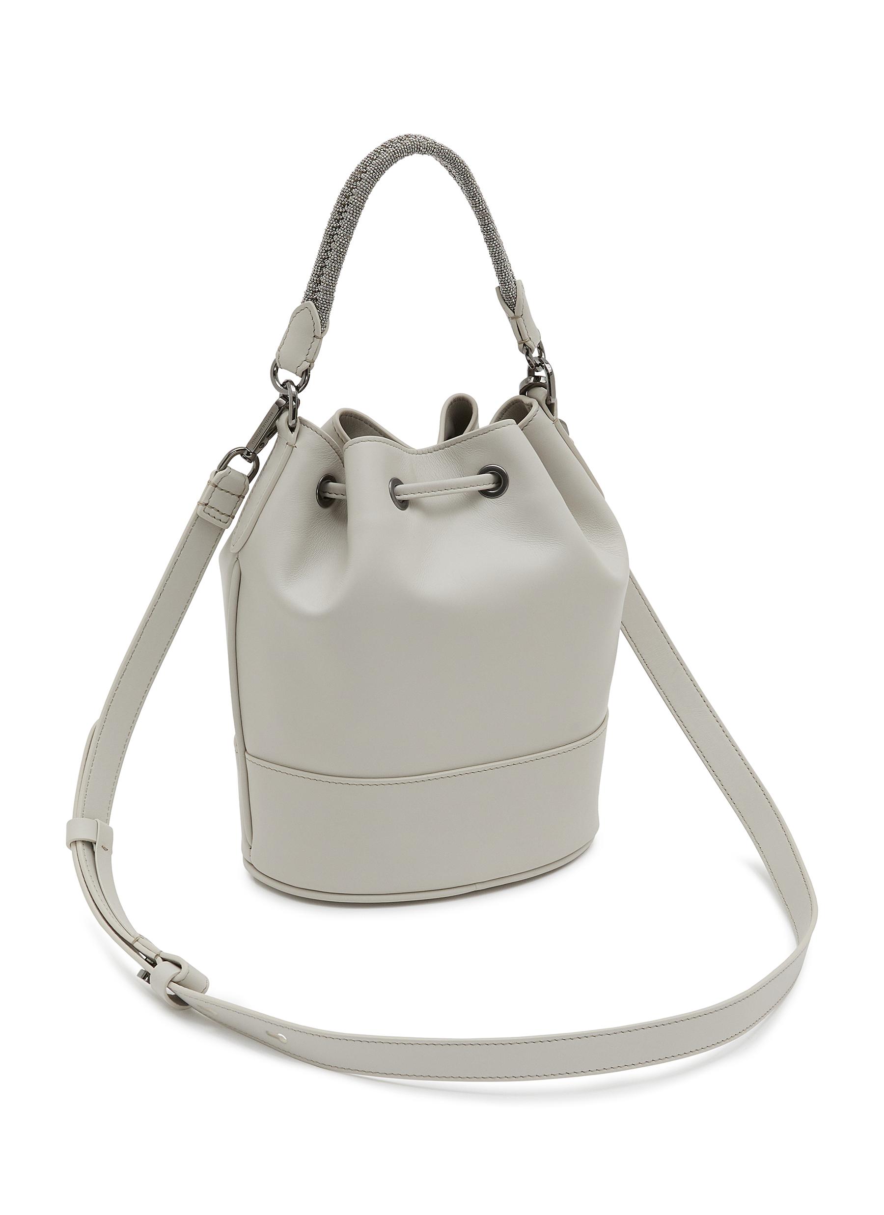 MONILI EMBELLISHED LEATHER BUCKET BAG