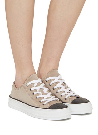 Figure View - Click To Enlarge - BRUNELLO CUCINELLI - Monili Embellished Suede Sneakers