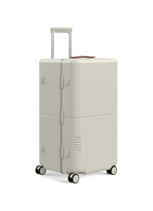 Detail View - Click To Enlarge - JULY - Checked Trunk Suitcase — Cream