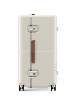 Detail View - Click To Enlarge - JULY - Checked Trunk Suitcase — Cream