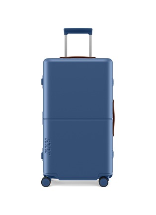 Main View - Click To Enlarge - JULY - Checked Trunk Suitcase — French Blue