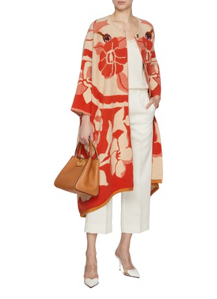 Figure View - Click To Enlarge - LONGING FOR SLEEP - Crystal Embordered Wool Orchid Long Coat