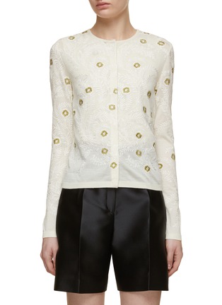 Main View - Click To Enlarge - GIAMBATTISTA VALLI - Embroidered Knit Cardigan