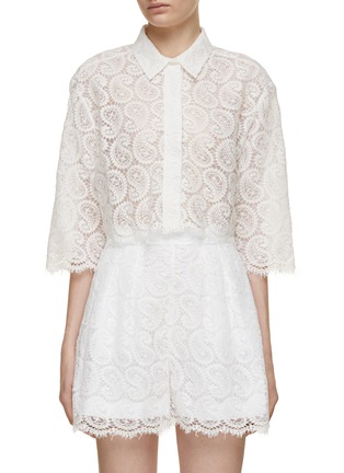 Main View - Click To Enlarge - GIAMBATTISTA VALLI - Paisley Lace Cropped Shirt