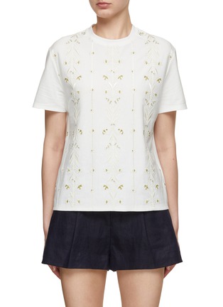 Main View - Click To Enlarge - GIAMBATTISTA VALLI - Floral Embroidered Cotton T-Shirt
