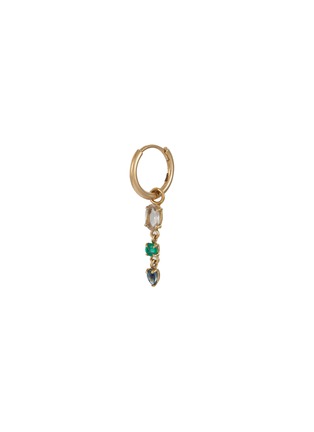 Main View - Click To Enlarge - MÉTIER BY TOMFOOLERY - Morganite Emerald Sapphire 9K Gold Single Clicker Hoop Earring