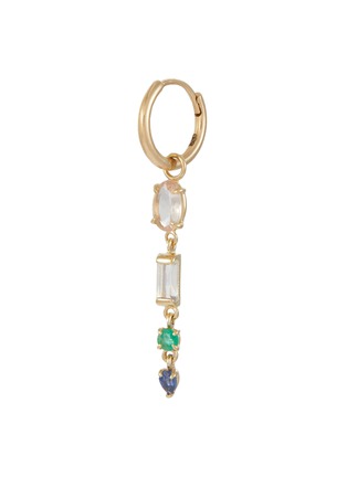 Main View - Click To Enlarge - MÉTIER BY TOMFOOLERY - Morganite Moonstone Emerald Sapphire 9K Gold Single Clicker Hoop Earring