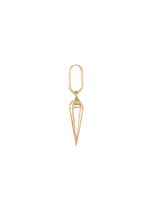 Main View - Click To Enlarge - MÉTIER BY TOMFOOLERY - Point Crystal 9K Gold Long Pendulum Large Oval Clicker Hoop Single Earring