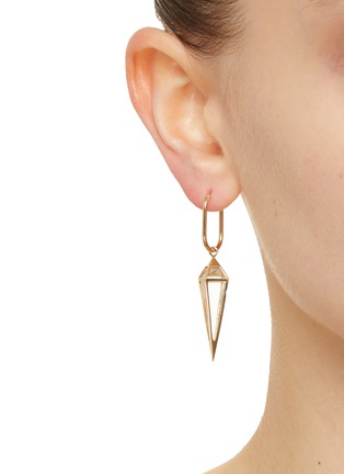 Figure View - Click To Enlarge - MÉTIER BY TOMFOOLERY - Point Crystal 9K Gold Long Pendulum Large Oval Clicker Hoop Single Earring