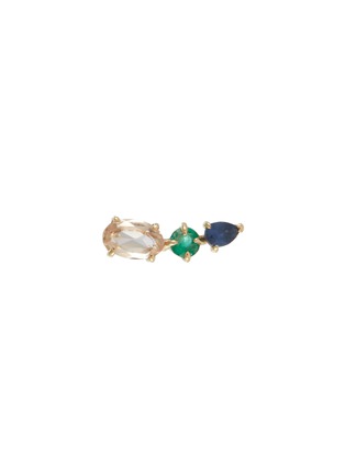 Main View - Click To Enlarge - MÉTIER BY TOMFOOLERY - Morganite Emerald Sapphire 9K Gold Single Earring — Left