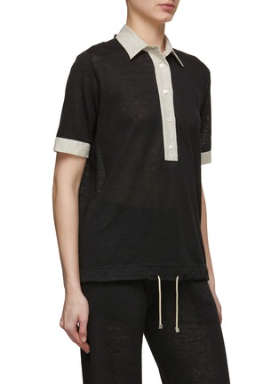Detail View - Click To Enlarge - KITON - Contrast Panel Drawstring Polo Top