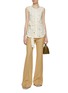 Figure View - Click To Enlarge - KITON - Square Cutout Belted Linen Blouse