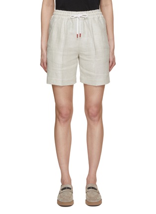 Main View - Click To Enlarge - KITON - Drawstring Linen Shorts
