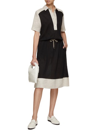 Figure View - Click To Enlarge - KITON - Contrast Panel Drawstring Waist Polo Dress