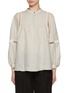 Main View - Click To Enlarge - KITON - Bell Sleeve Cut Out Trim Linen Safari Top