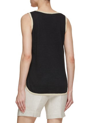 Back View - Click To Enlarge - KITON - Contrast Trim Cotton Linen Tank
